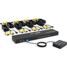 MT-ViKI KVM VGA Switch 8 Port, USB VGA Rackmount KVM Console Switcher 8 in 1 Out 8 Pack KVM Cables Wired Desktop Selector Rackmount Ears