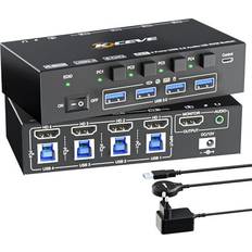 Kceve KVM Switch, 4 Computers HDMI KVM Switcher Box Support 4K 60Hz, With USB 2.0 Hub, Audio And ARC function, Compatible With Windows/Linux/Mac System etc