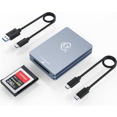 Memory Card Readers Rocketek CFexpress Type B Card Reader, 10Gbps USB 3.2 Gen 2 CF Express Card Reader, Aluminum Portable CFexpress Card Reader with USB C to USB A/C Cables
