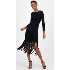 Anne Klein Dresses Anne Klein Asymmetric Fringe Long Sleeve Dress