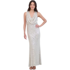 Eliza J Halter Sequin Gown Silver