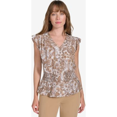 Tommy Hilfiger Blouses Tommy Hilfiger Women's Paisley-Print Smocked Peplum Blouse Ivry/tbcco