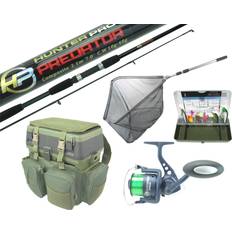 Hunter Hunter Pro Complete Spinning Fishing Kit with Seat Box, Rucksack & Specimen Landing Net
