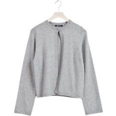 Polyamid Overdeler Gina Tricot One Button Knit Cardigan - Grey Melange