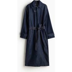 H&M Women Coats H&M Single-Breasted Twill Trench Coat Blue