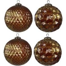 Kupfer Weihnachtsdekorationen Clayre & Eef 4er Set Ø 15x15 cm Goldfarbig Glas Weihnachtsbaumschmuck