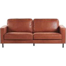 Ledersofas - Polyester Beliani Modern Minimalist Brown Sofa 204cm 3-Sitzer