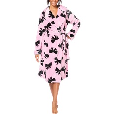 Polyester Robes Dreams & Co Plush Hooded Wrap Robe - Pink Bows