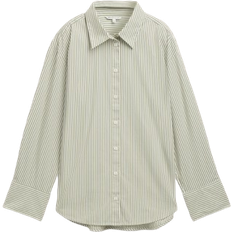 Polyamid - XL Hemden Tom Tailor Striped Loose Fit Shirt - Olive White Stripe