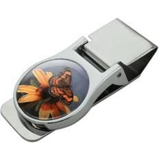 Yellow Money Clips Graphics and More Pearl Crescent Butterfly Satin Clip - Yellow