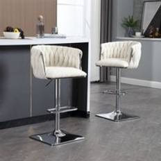 Abrihome Adjustable Counter Height Bar Set of 2 - Ivory Seating Stool