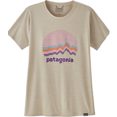 Beige - Women T-shirts Patagonia Women's Capilene Cool Daily Graphic Shirt - Ridge Rise Moonlight/Pumice X-Dye