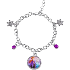 Disney Women Bracelets Disney Women's Frozen Anna and Elsa Snowflake Charm - Silver/Multicolour