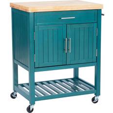 Wood Trolley Tables Powell Conrad Kitchen Teal Trolley Table 20.2x28"