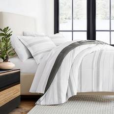 Twin XL Bedspreads Stitched Stripe Reversible 3-Piece Comforter Set Twin XL Bedspread Gray