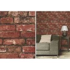 Wallpapers Fine Decor Brewster FD31285 Rustic Brick Wallpaper, Red