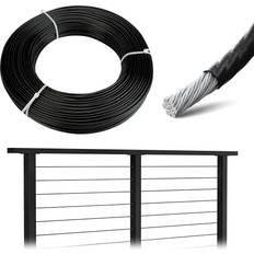 Stairs & Railings Muzata 165ft Black Vinyl Coated Wire Rope 1/8" Thru 3/16" for 1/8" Black Cable Railing System Stainless Steel Aircraft Cable 7x7 Strand Indoor Outdoor Decking Stair Balustrade DIY WR17 WP1