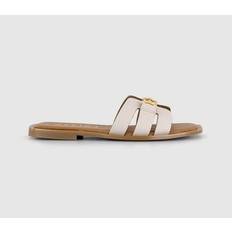 Office Womens Sorrento Gold Trim Slides White Leather