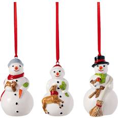 Porcelain Christmas Tree Ornaments Villeroy & Boch Nostalgic Snowmen 3 Pack White Christmas Tree Ornament