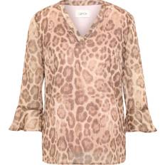 Leopardenmuster Blusen Cartoon Bluse beige dunkelbeige