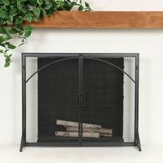 Studio 350 Bed Bath & Beyond, Studio 350 Black Metal Minimalistic Single Panel Fireplace Screen with Arch Inspired Doors and Handles