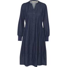 CULTURE Kläder CULTURE Jeansklänning Cuallura Arpa Rib Dress Dam - Blue