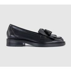 Womens Fizzy Tassel Fringe Loafers Black Leather