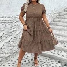 Shein Plus Leopard Print Ruffle Hem Dress For Summer