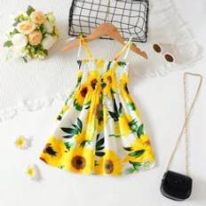 18-24M Dresses Shein Young Girls Sleeveless Dress Young Girl Sunflower Flower Princess Dress Young Girls Beach Slip Dress