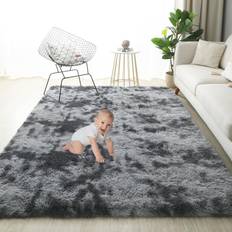 Gsogcax 1.5 cm Thick Fluffy Area Rug 120 x 160 cm with Anti-slip Sticker