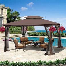 Garden & Outdoor Environment Attoe Patio Gazebo Canopy Tent With Ventilated Double Roof And Mosquito Net Detachable Mesh Screen