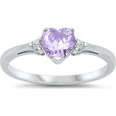 Purple Rings Sac Silver CHOOSE YOUR COLOR Sterling Simulated Lavender Heart Ring Love Band Solid 925 Purple CZ Female