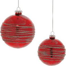 Melrose International Glittered Glass Ball Red Christmas Tree Ornament 4" 6pcs