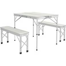 Three-Piece Aluminium Folding Picnic Table and Bench - Silver Outdoor Lounge Set