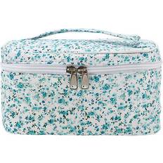 Blue Toiletry Bags & Cosmetic Bags 1 pc women flower square travel cosmetic bag for vacation business travel Blue