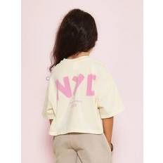 Viscose Tops Children's Clothing Shein SUMWON Young Girls Everyday Boxy Fit TShirt With NYC Back Print Graphic