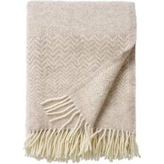 Klippan Yllefabrik Zigzag Ullpläd Greige 130x200 cm - Beige Filt Vit