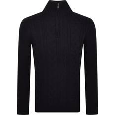 Men - Wool Jumpers Superdry Jacob Cable Knit Half Zip Jumper Navy