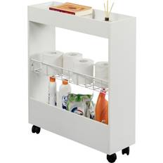 Hvid Væghylder på tilbud SoBuy Opbevaringsvogn Med Hjul 60 x 20 x 70 cm Væghylde