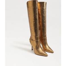 Gold High Boots Sam Edelman Elia Pointed Toe Knee High Boot Gold Snake Embossed Leather