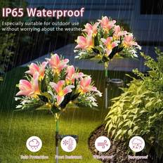 Shein Solar Garden Lights Outdoor Decorative With Bigger Lily Flower LED Solar Powered Waterproof For Yard