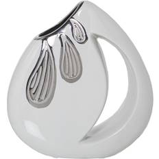 Alexandra House Living Ceramic White/Silver Jarrón 23cm