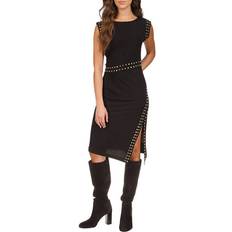 Elastane/Lycra/Spandex Dresses Michael Kors Women's Astor Studded Side-Slit Midi Dress - Black