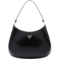 Prada Cleo Brushed Leather Shoulder Bag - Black