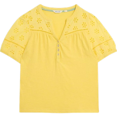 White Stuff Bella Broderie Mix Top - Bright Yellow