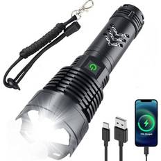 WholeFire Rechargeable 90000 Lumens LED Torches, Upgraded XHP160 Powerful Super Bright Flashlight with Battery, Zoom Waterproof 5 Modes USB Torch Lights for
