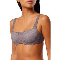 Triumph Womens Body Make-Up Illusion Lace Padded Balcony Bra Grey Polyamide