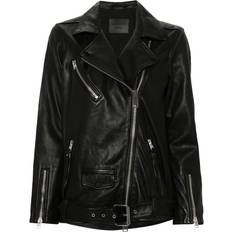 Leather - Women Jackets AllSaints Billie Embellished Leather Biker Jacket - Black