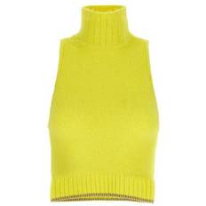 Gelb Blusen Pinko Crop Top Sans Manches - Yellow