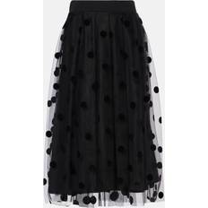 Nina Ricci Polka-dot tulle midi skirt black